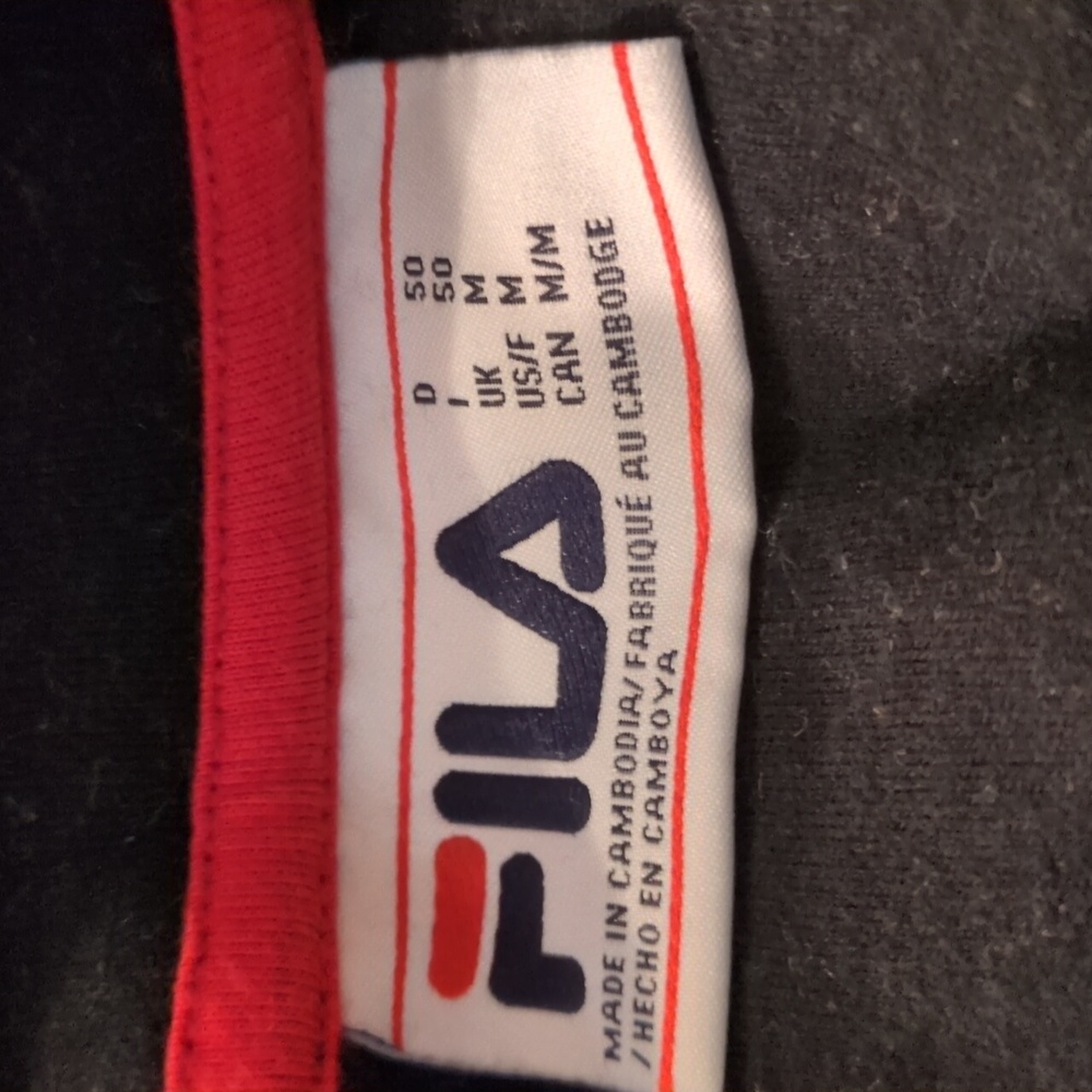 Fila Color Block Thick Warm Winter Comfy Cozy Black & Gray Cotton Sweatshirt M - Picture 5 of 5
